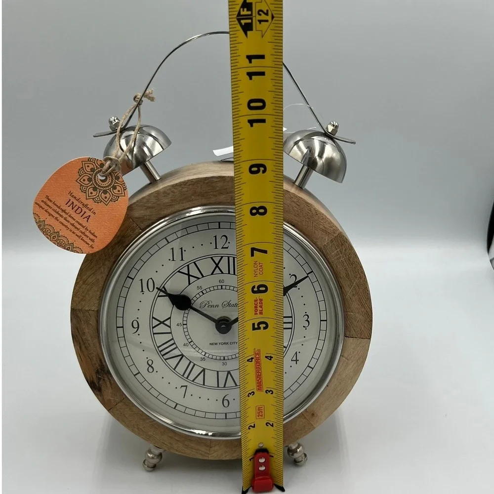 Penn Station Alarm Clock Unisex OS Brown Brand New Wood Metal Vintage NYC Style
